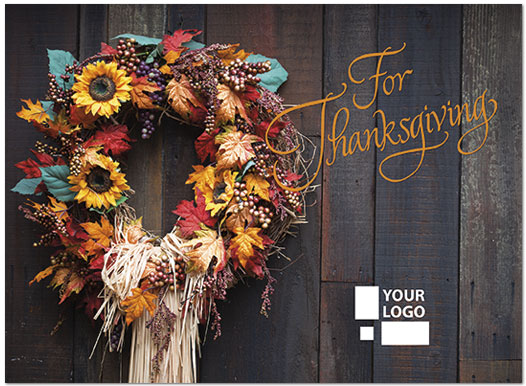 Select a verse or write your own. Thanksgiving Wreath Logo Card D4145U-4B